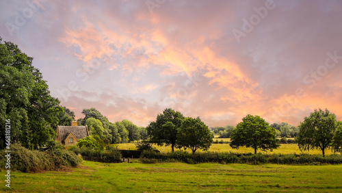 Beautiful sunset in the English countryside 