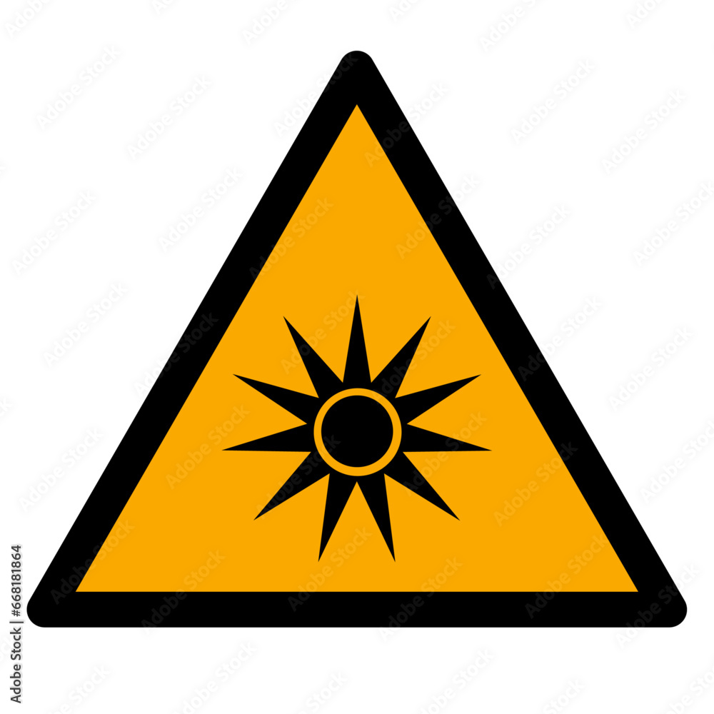 Vector graphic of ISO 7010 sign warning for optical radiation Vector graphic of ISO 7010 sign warning for optical radiation