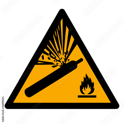 Vector graphic of ISO 7010 sign warning for pressurized cylinder photo