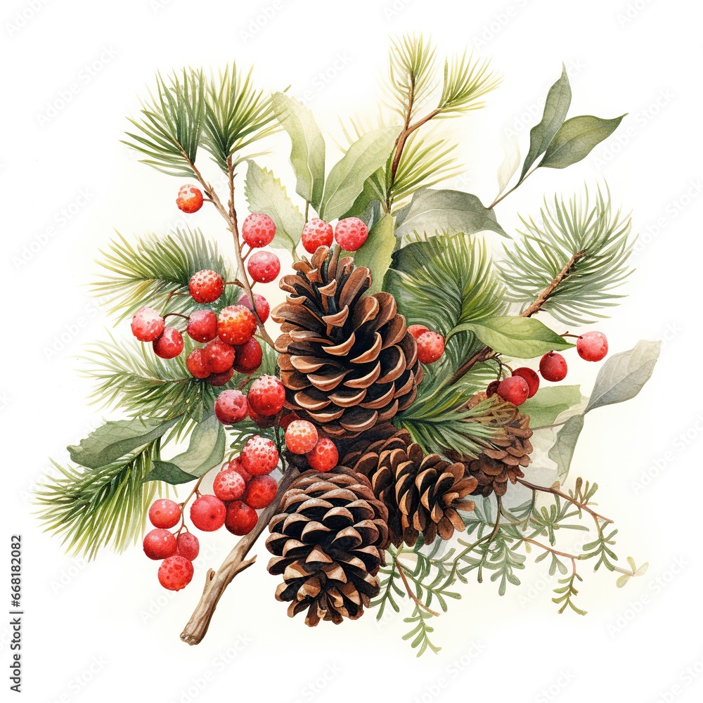 Fototapeta premium christmas decoration with pine cones