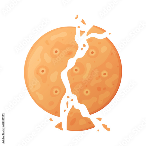 Crunchy Cracker Cookie as Dry Baked Flour Biscuit with Crumbs Vector Illustration