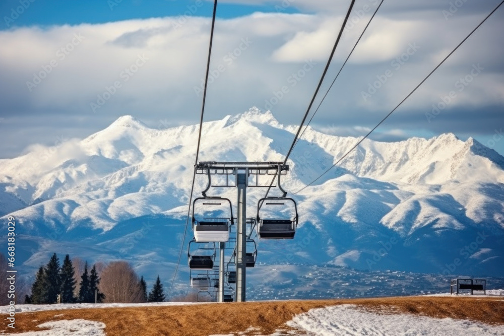 vue d'un télésiège sur les hauteurs d'une station de ski vue d'un télésiège sur les hauteurs d'une station de ski