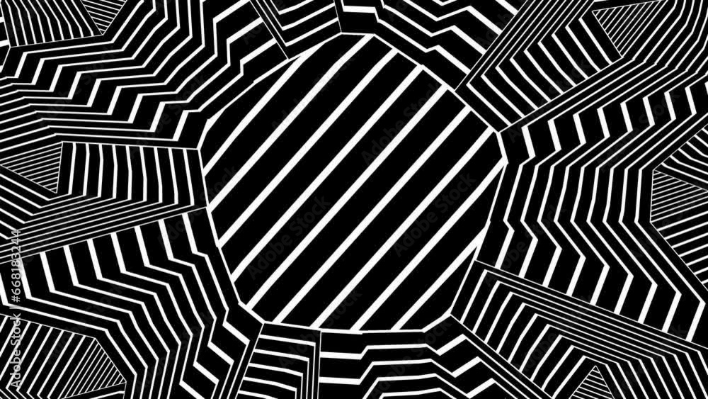 Abstract background with black and white stripes.Seamless loop video.Monochrome pattern. Abstract background with black and white stripes.Seamless loop video.Monochrome pattern.