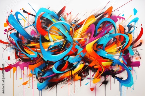 Vibrant graffiti wall art with abstract strokes