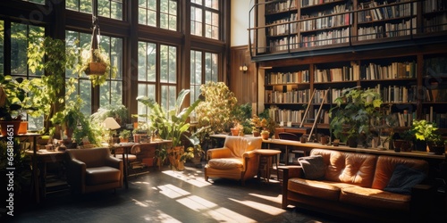A library that is designed to be both cozy and inviting. AI Generative