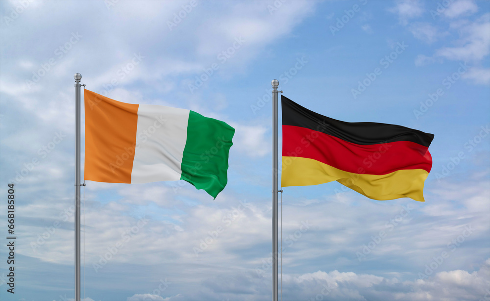 Germany and Ivory Coast flags, country relationship concept Germany and Ivory Coast flags, country relationship concept