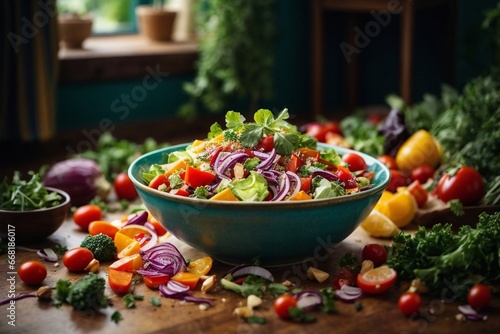 A fresh mix vegetable salad bowl