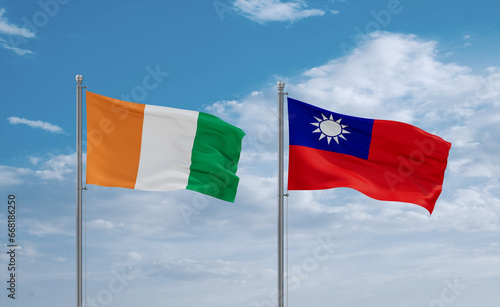 Taiwan and Ivory Coast flags  country relationship concept