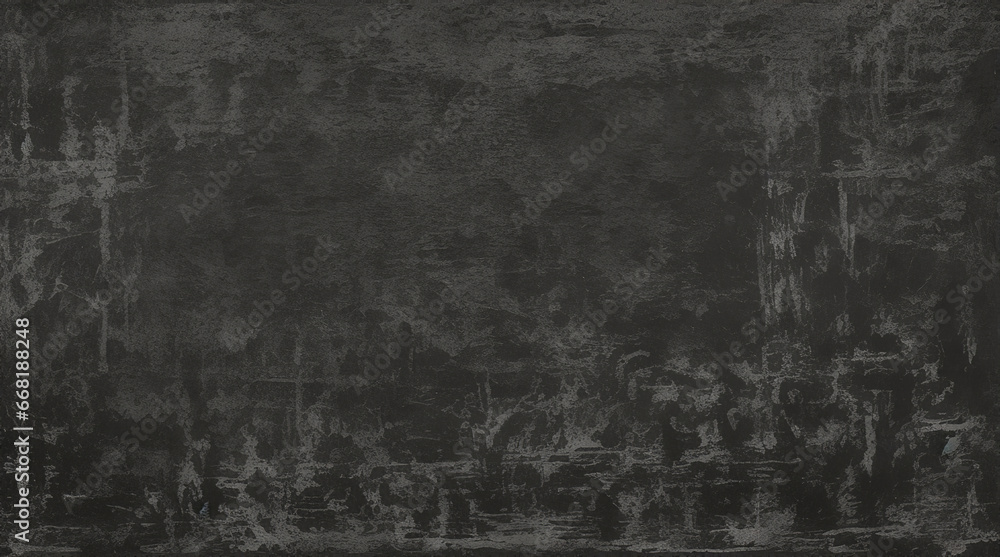 Fototapeta premium Black grungy, textured wall, covered in a variety of stains, drips, and smudges, Elegant black background, vintage distressed grunge texture and dark gray charcoal color paint
