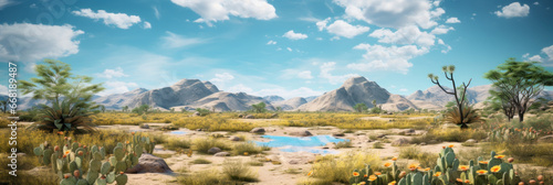 Desert oasis with springtime.