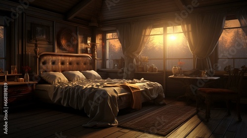 Interior of a bedroom wallpaper Stock Photographic Image