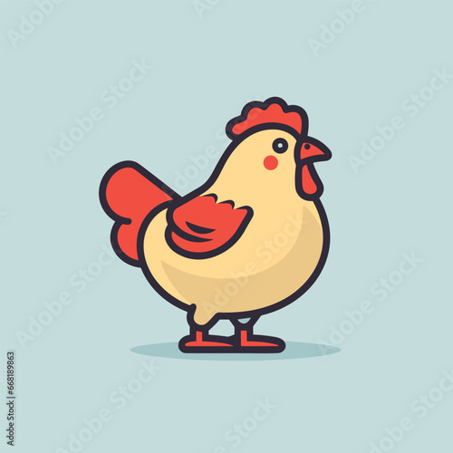 Farm hen chicken vector. Simple icon logo template © baobabay