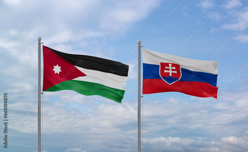 Slovakia and Jordan flags, country relationship concept Slovakia and Jordan flags, country relationship concept