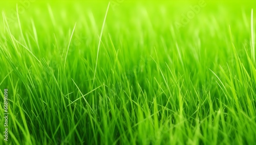 Green grass background. Fresh grass texture during sunny day. Close up photo of green lawn.