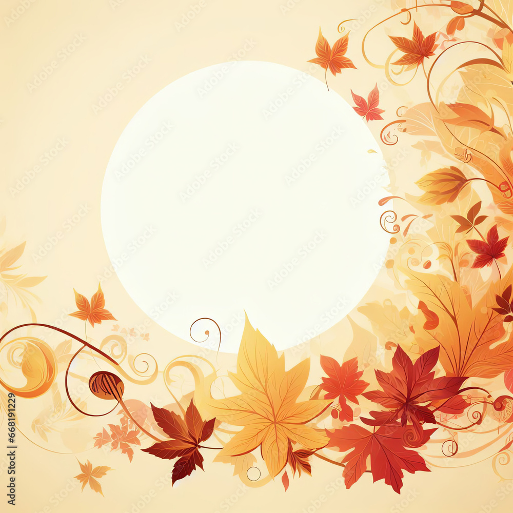 Illustration in vector style, autumn, with copy space in center