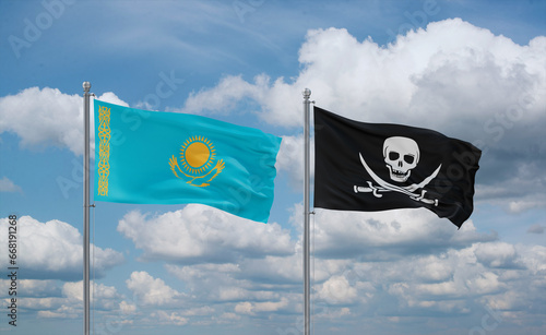 Принти на полотні Pirate and Kazakhstan flags, country relationship concept