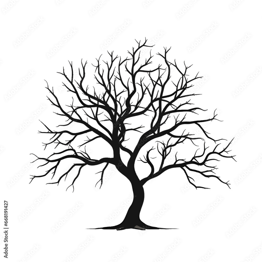 Black silhouette of tree on white background. Black silhouette of tree on white background.