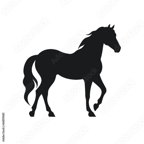 Black silhouette of a horse on white background.