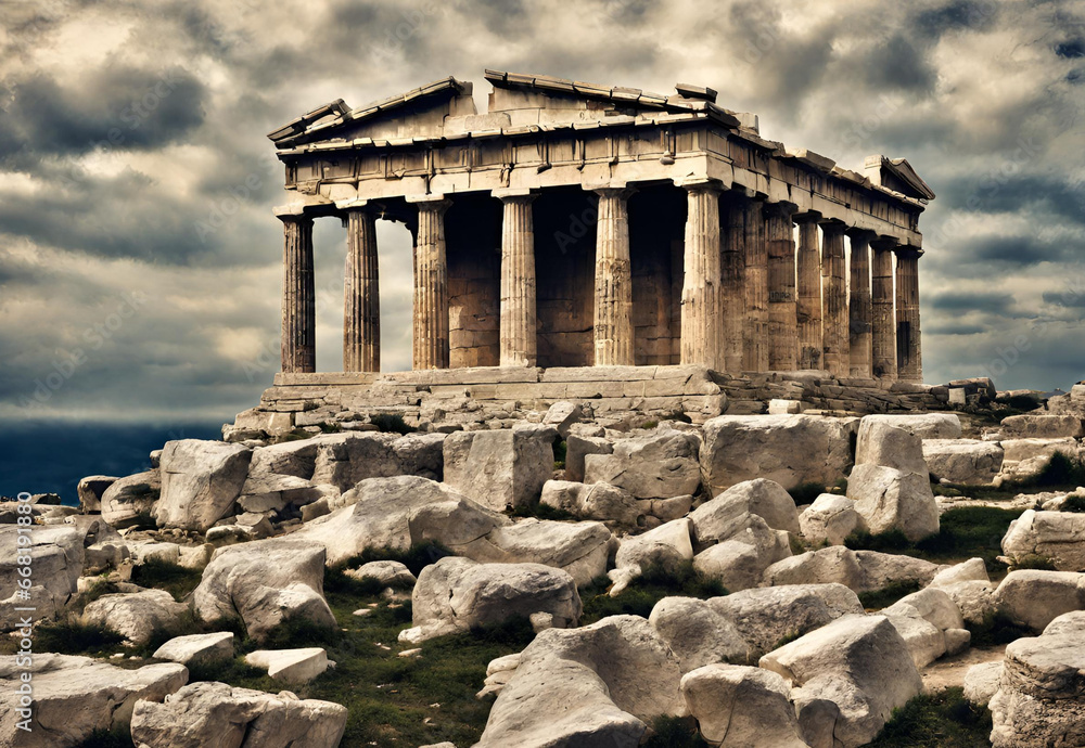 Naklejka premium Perpetual beauty of an ancient Greece, untouched by time.