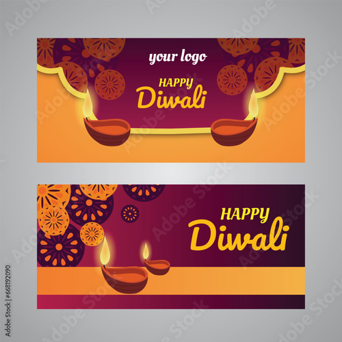 Diwali wishes banner gradient violent