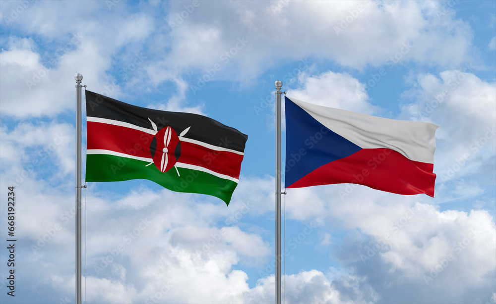 Czech Republic and Kenya flags, country relationship concept Czech Republic and Kenya flags, country relationship concept