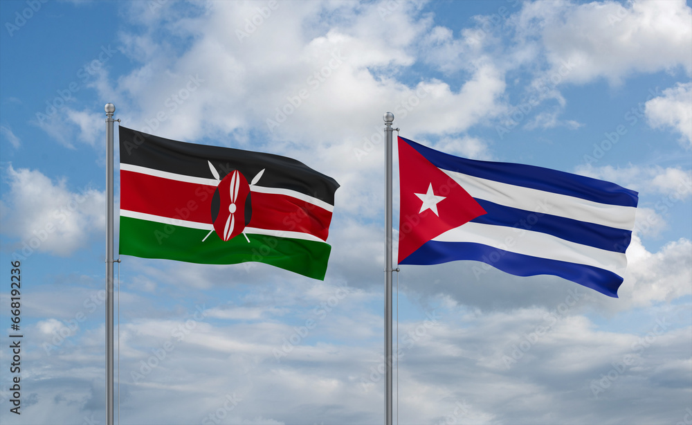 Cuba and Kenya flags, country relationship concept Cuba and Kenya flags, country relationship concept