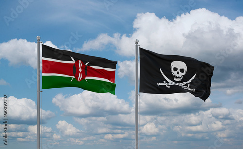 фотографія Pirate and Kenya flags, country relationship concept