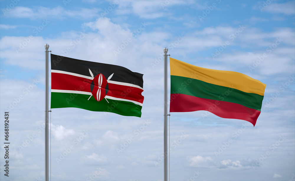 Lithuania and Kenya flags, country relationship concept Lithuania and Kenya flags, country relationship concept