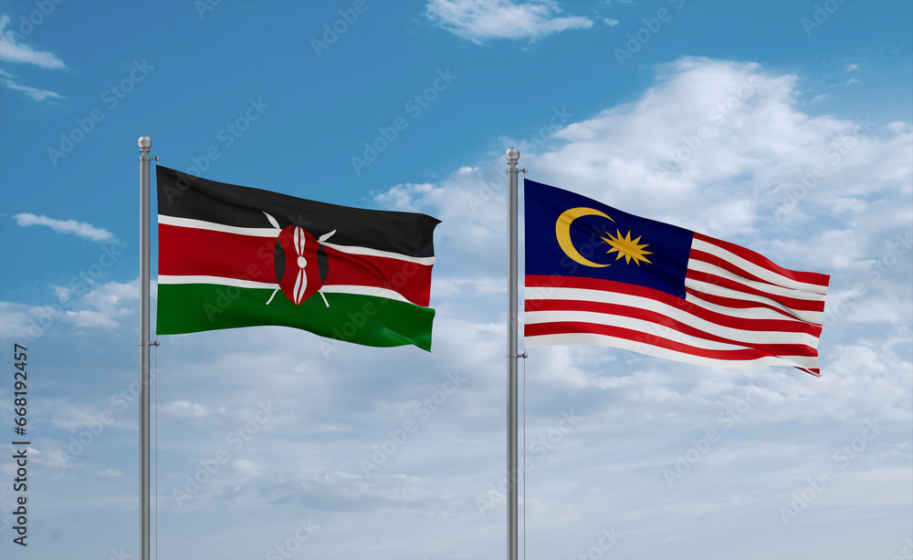 Malaysia and Kenya flags, country relationship concept Malaysia and Kenya flags, country relationship concept