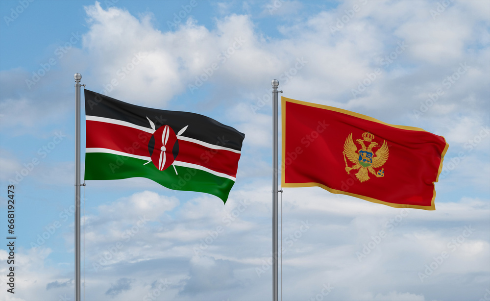 Montenegro and Kenya flags, country relationship concept Montenegro and Kenya flags, country relationship concept