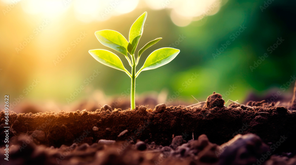 tree in neutral background Close-Up Of Fresh Green Plan. AI Generated