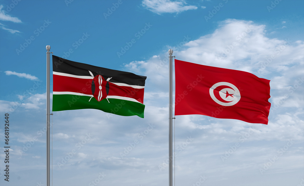 Tunisia and Kenya flags, country relationship concept Tunisia and Kenya flags, country relationship concept