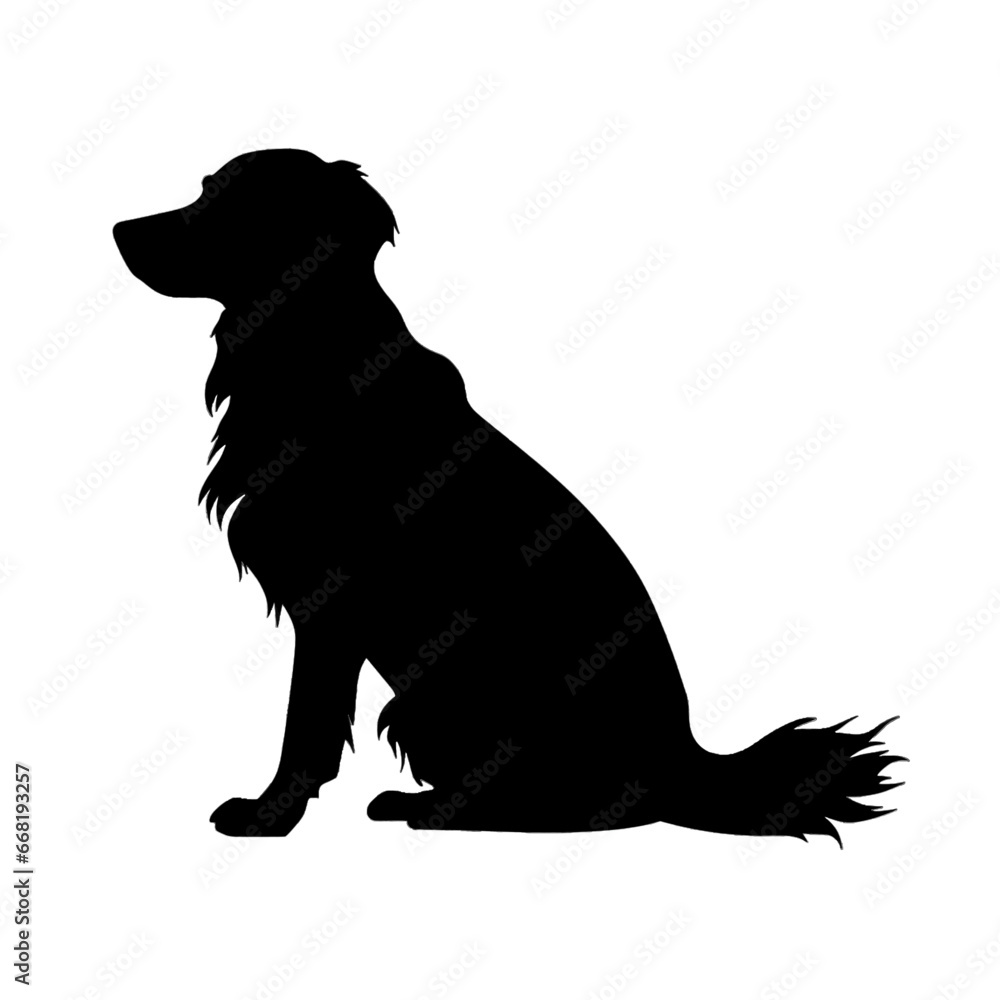 Black silhouette of a dog on white background.