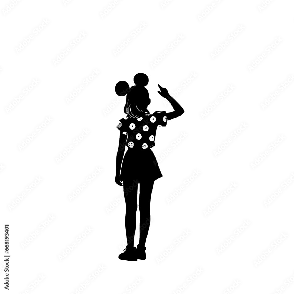 Black silhouette of a young girl on white background. Black silhouette of a young girl on white background.