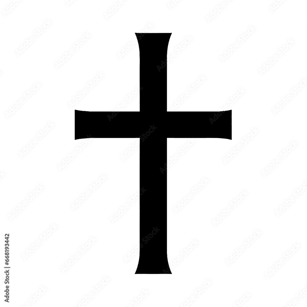 Black silhouette of the holy cross on white background.