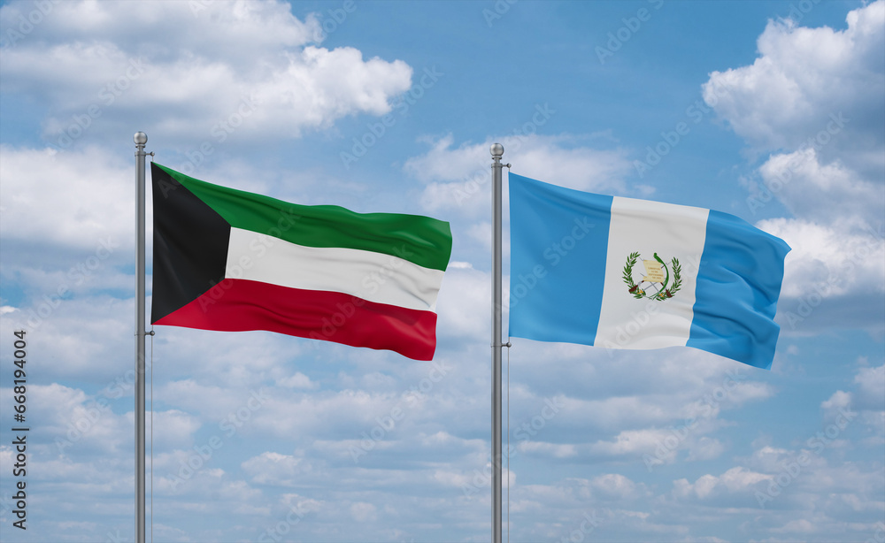 Guatemala and Kuwait flags, country relationship concept Guatemala and Kuwait flags, country relationship concept