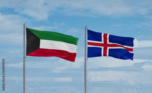 Iceland and Kuwait flags, country relationship concept Free Download Iceland and Kuwait flags, country relationship concept - GFXLoad