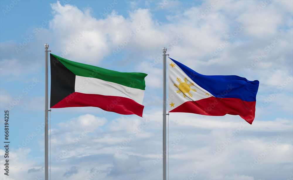 Philippines and Kuwait flags, country relationship concept Philippines and Kuwait flags, country relationship concept