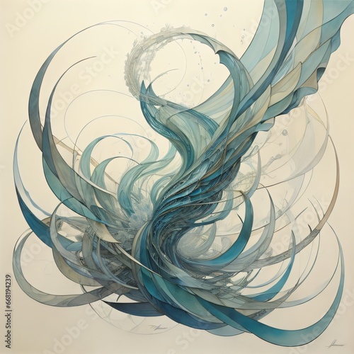 abstract blue waves background. generative ai
