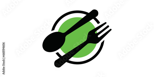 Restaurant logo with spoon and fork icon,restaurant logo template with modern line concept.