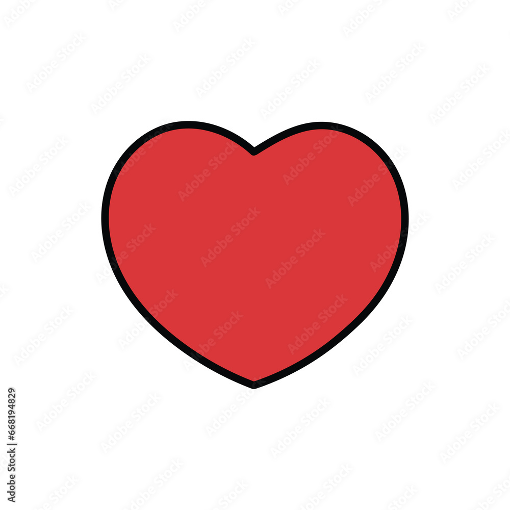 A hand-drawn cartoon icon of a red heart on a white background. The concept of Valentine's Day. A hand-drawn cartoon icon of a red heart on a white background. The concept of Valentine's Day.