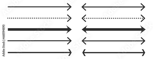 Straight long, long double arrow vector icon set photo