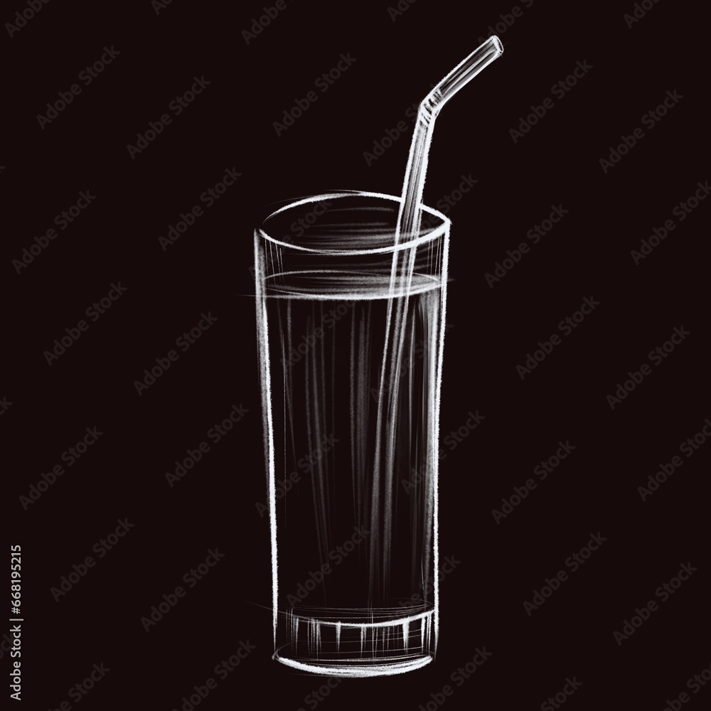 glass with a cocktail drawing with chalk glass with a cocktail drawing with chalk