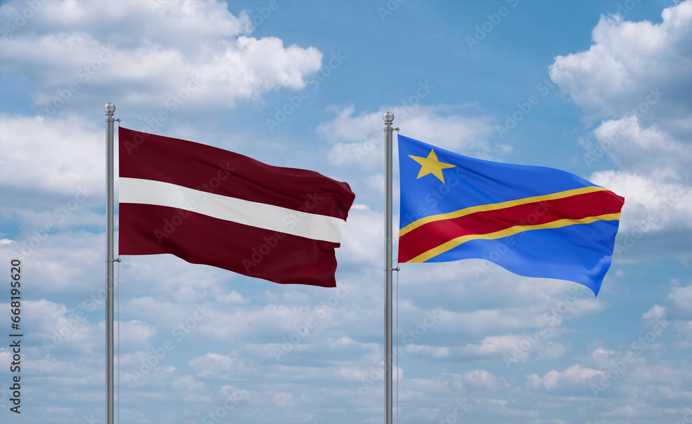 Congo and Latvia flags, country relationship concept Congo and Latvia flags, country relationship concept