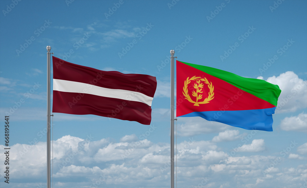 Eritrea and Latvia flags, country relationship concept Eritrea and Latvia flags, country relationship concept