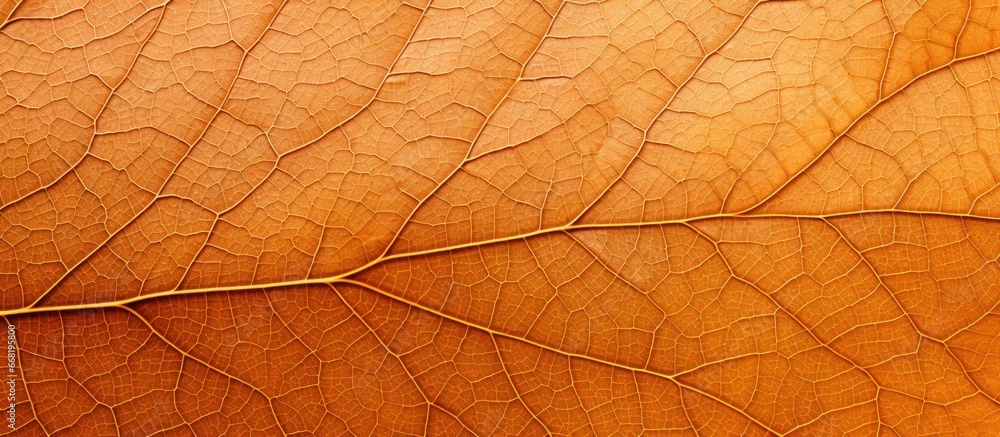 Obraz premium Autumn leaf with brown texture up close