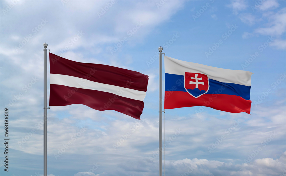Slovakia and Latvia flags, country relationship concept Slovakia and Latvia flags, country relationship concept