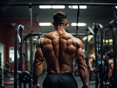 Muscular bodybuilder handsome men in gym