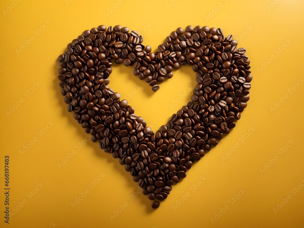 coffee beans in a heart shape