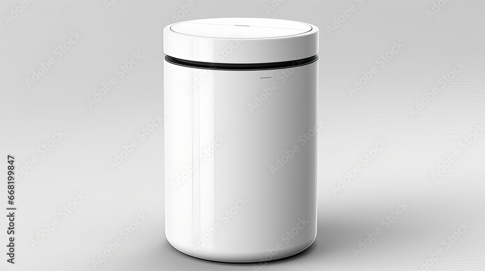 Innovative touchless trash can in matte white. Ai generated Innovative touchless trash can in matte white. Ai generated